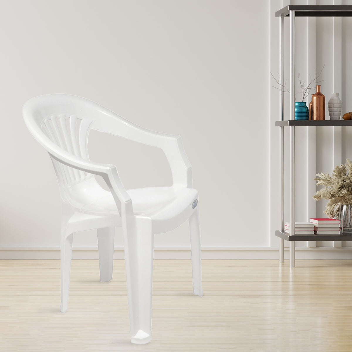 Nilkamal CHR2101 Plastic Arm Chair (Milky White)