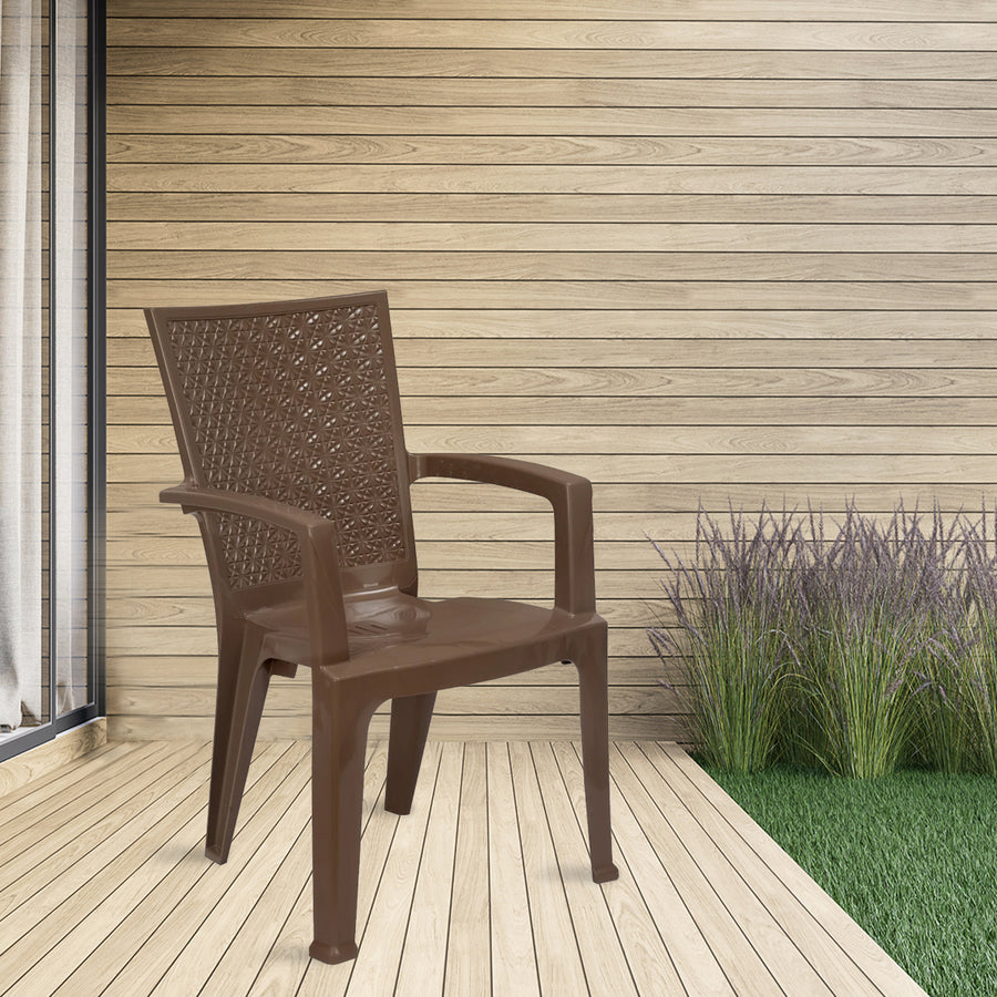 Nilkamal CHR2225 Plastic Arm Chair (Rattan Dark Beige)