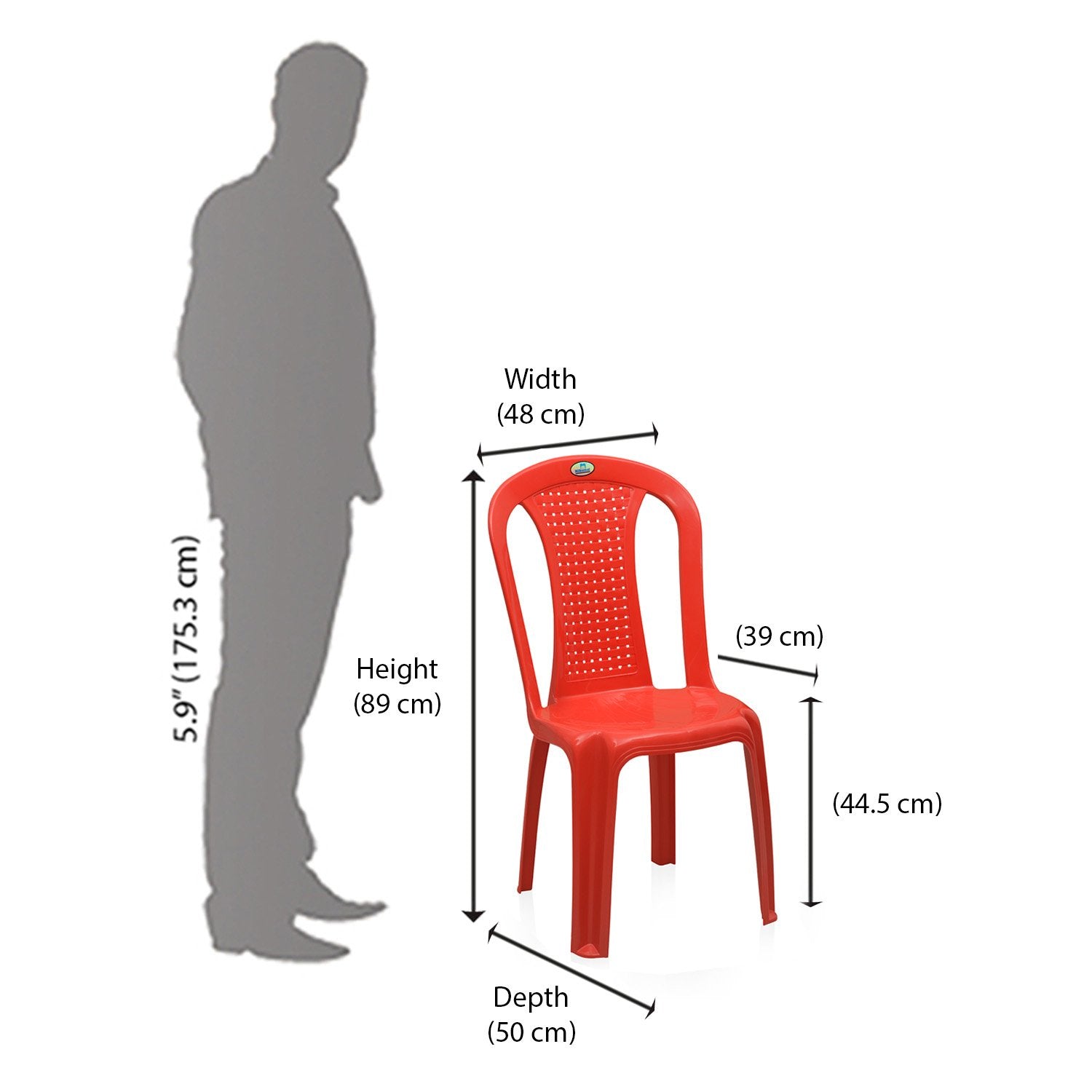 Nilkamal CHR4002 Plastic Armless Chair (Bright Red)