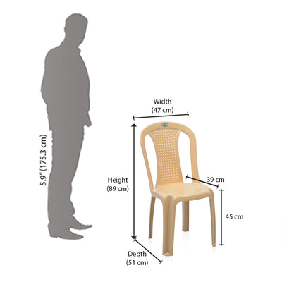 Nilkamal CHR4002 Plastic Armless Chair (Marble Beige)