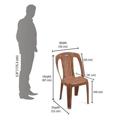Nilkamal CHR4032 Plastic Armless Chair (Pear Wood)