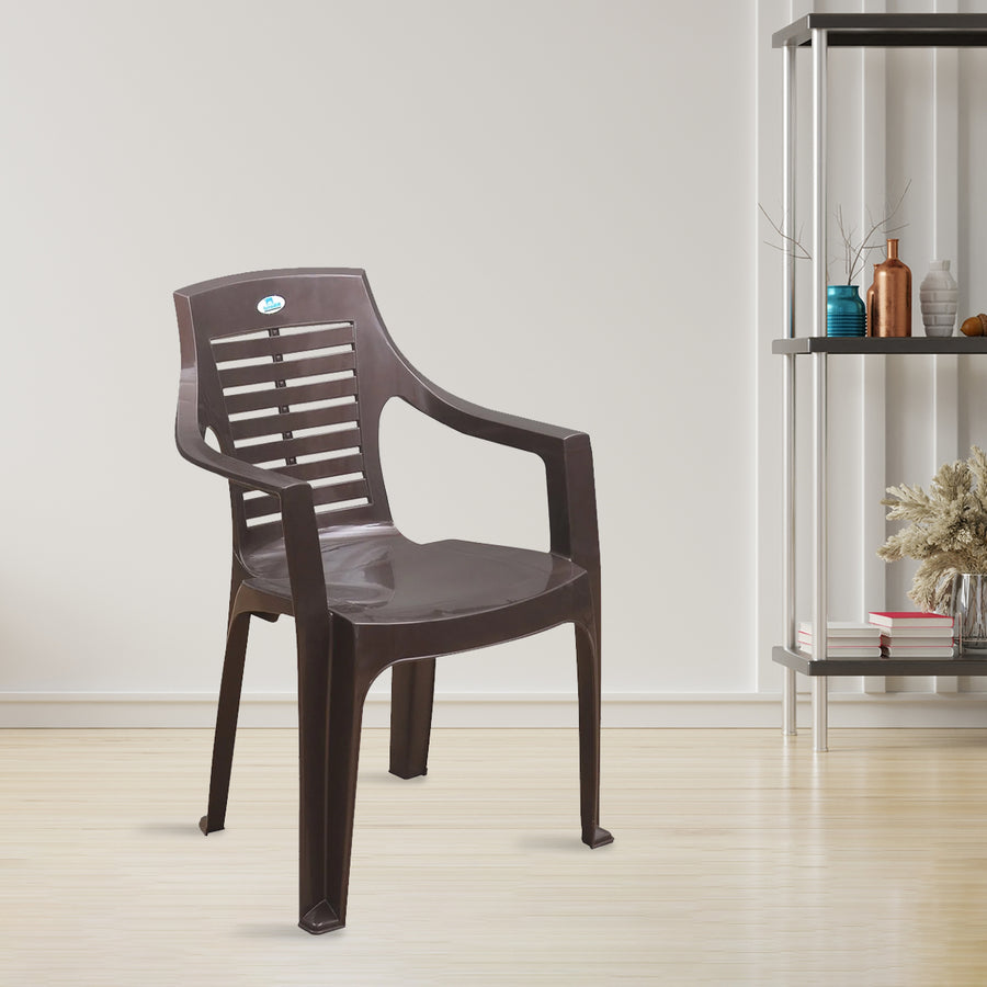 Nilkamal CHR6020 Plastic Arm Chair (Weather Brown)