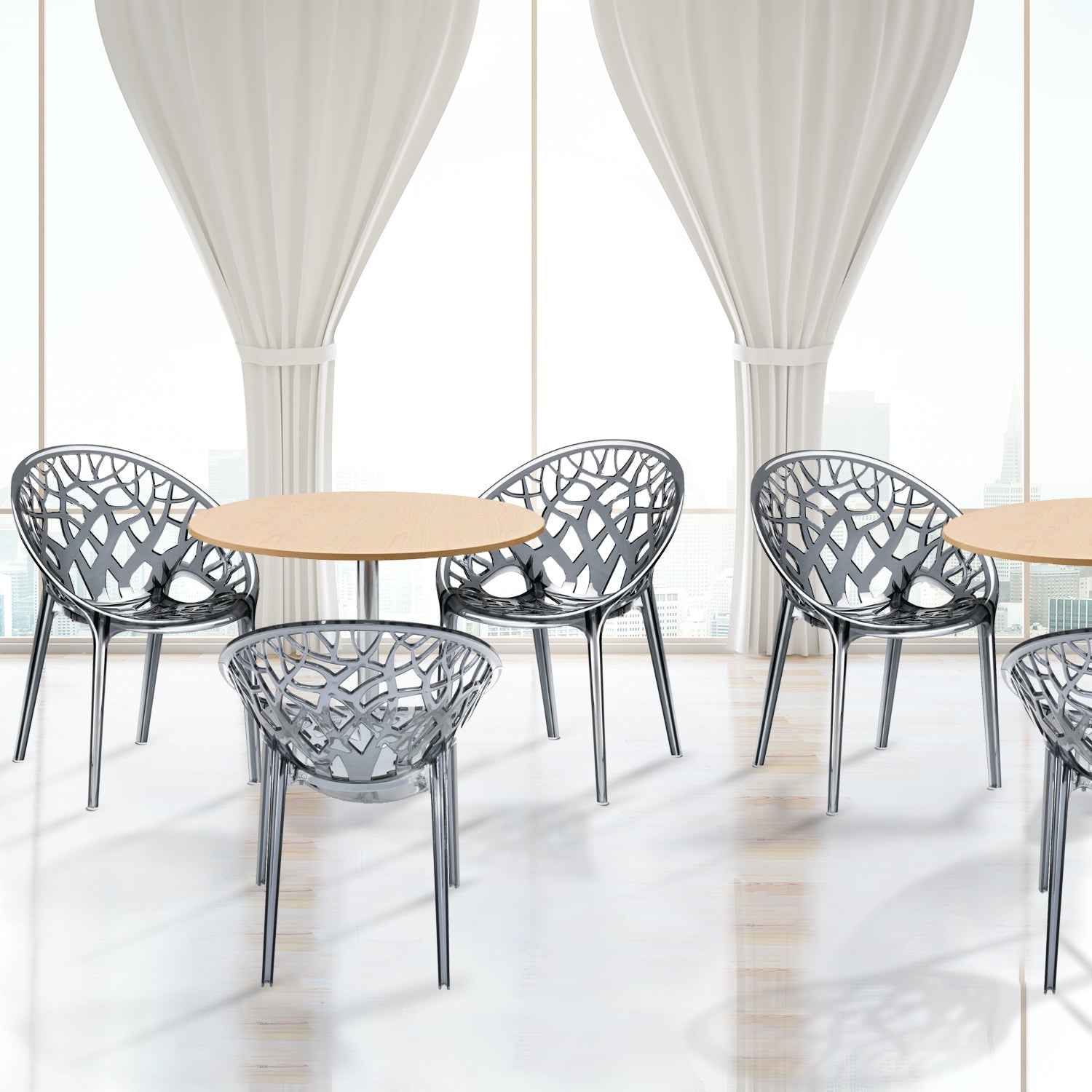 Nilkamal Crystal Polycarbonate Armless Chair (Dream Grey)