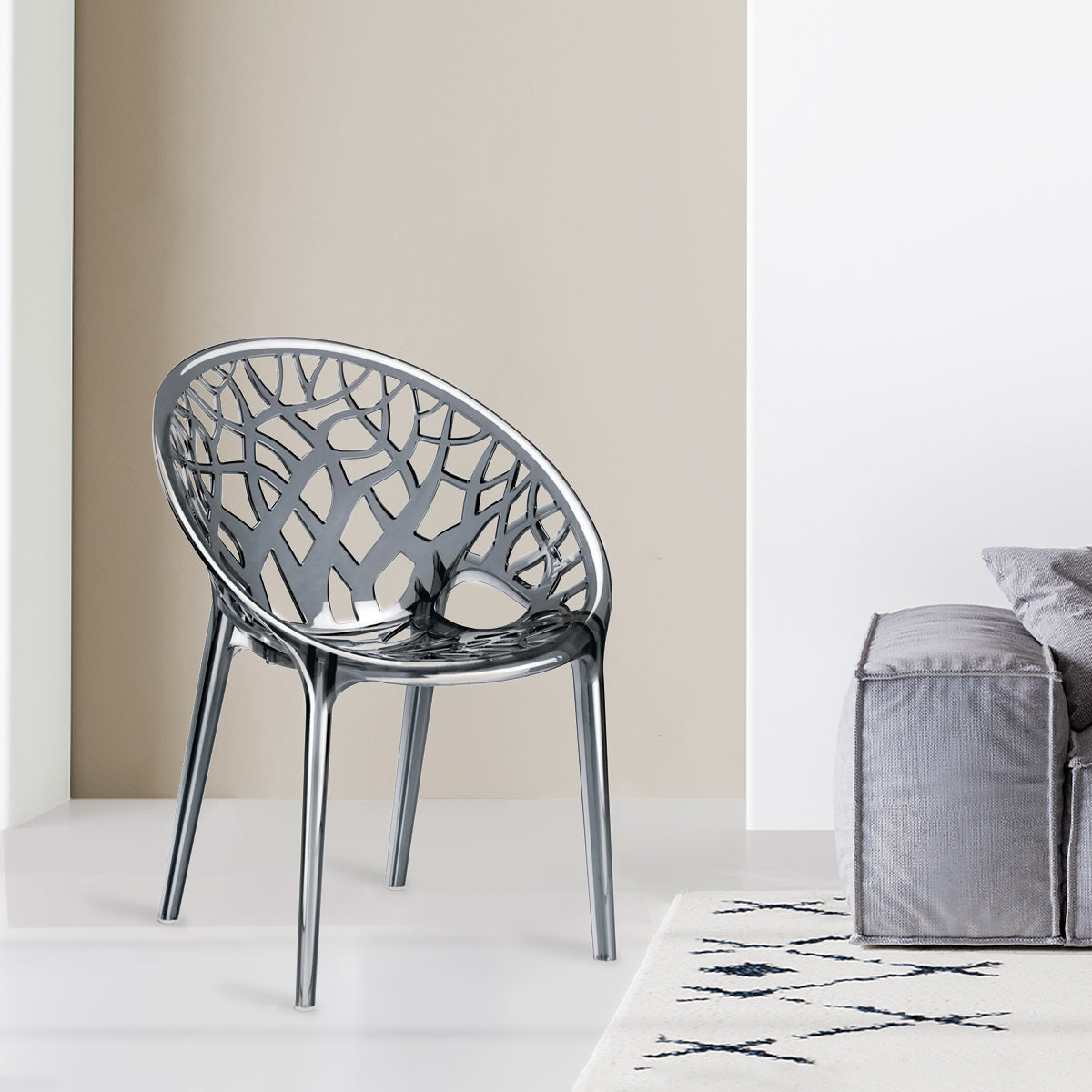 Nilkamal Crystal Polycarbonate Armless Chair (Dream Grey)