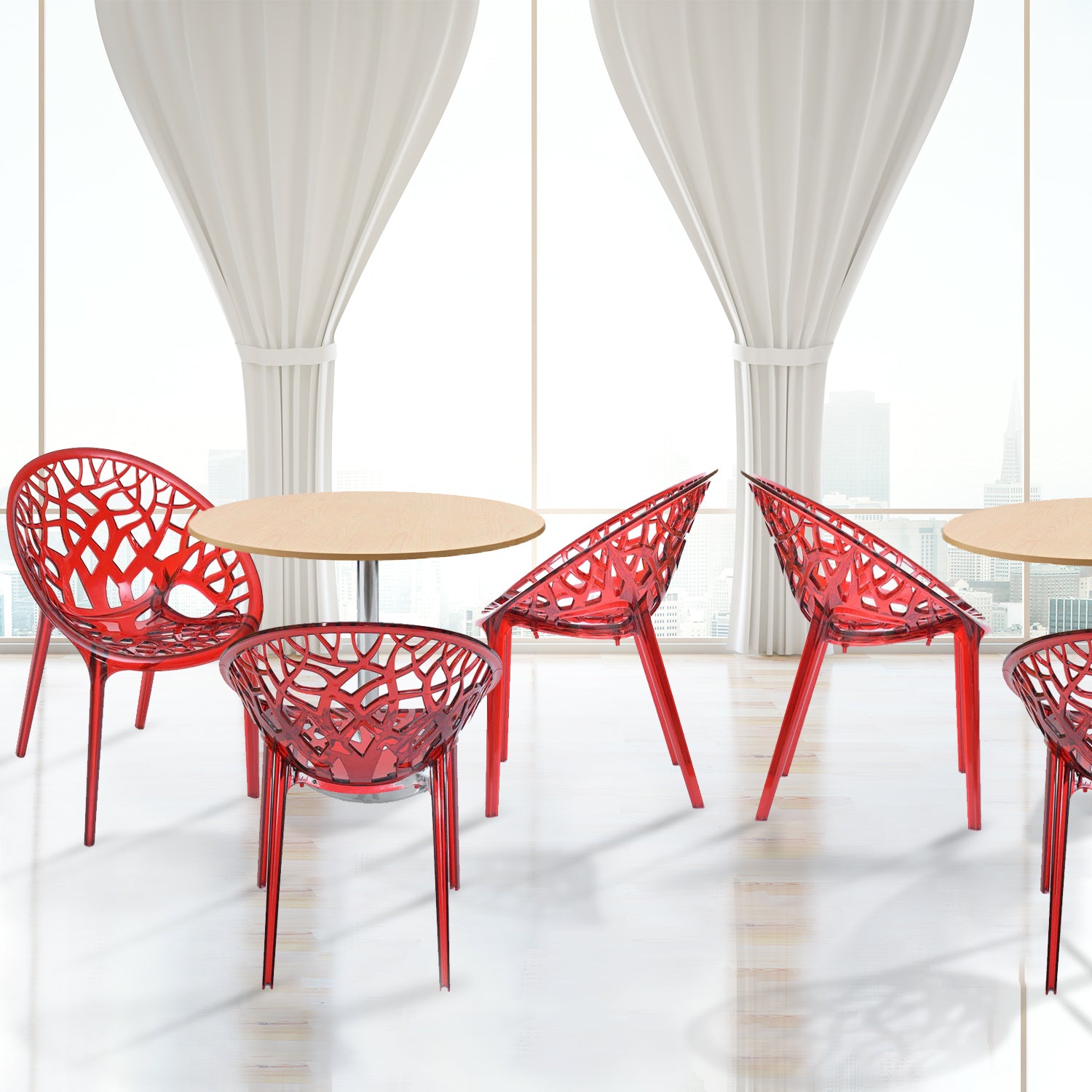 Nilkamal Crystal Polycarbonate Armless Chair (Red Wine)