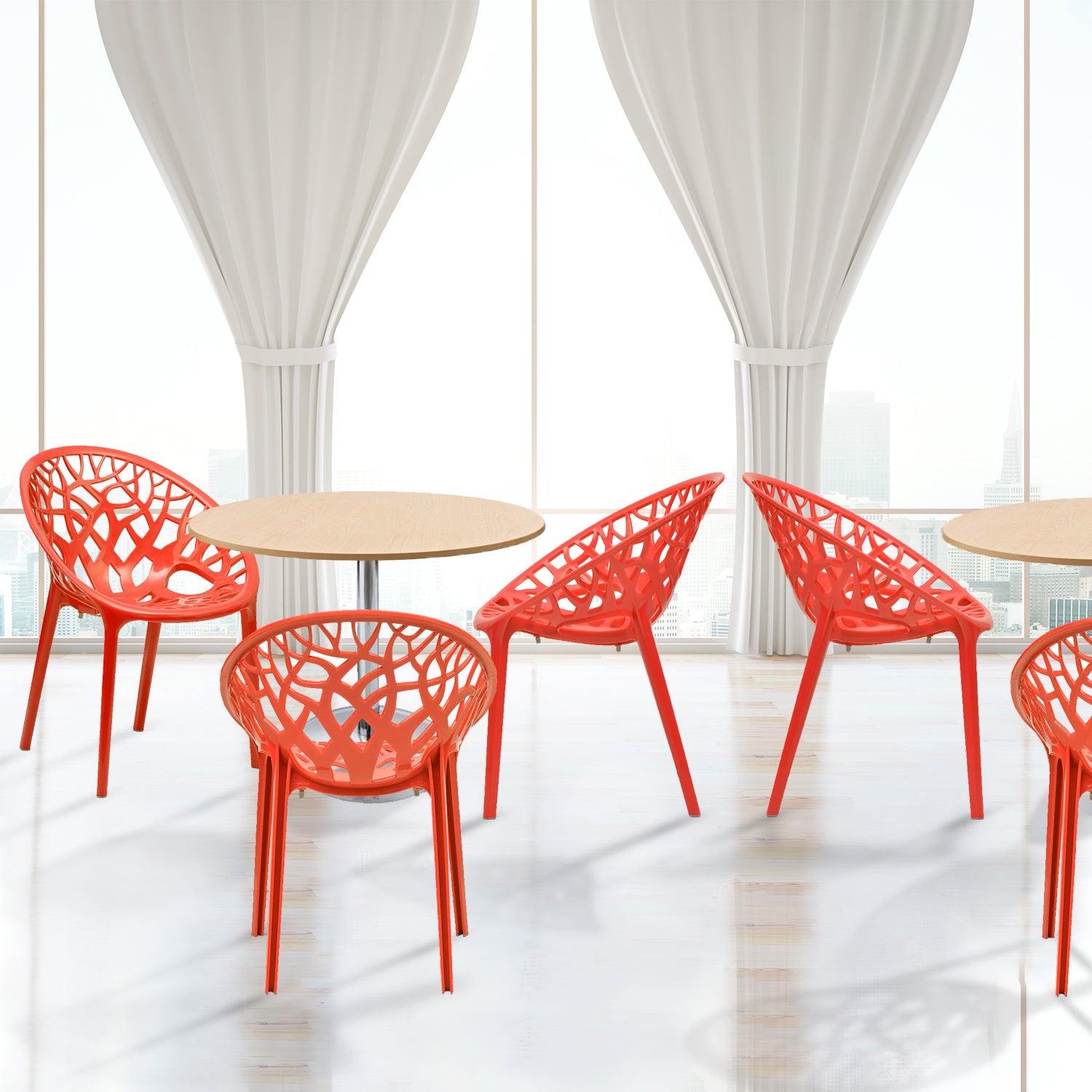 Nilkamal Crystal Polypropylene Armless Chair (Bright Red)