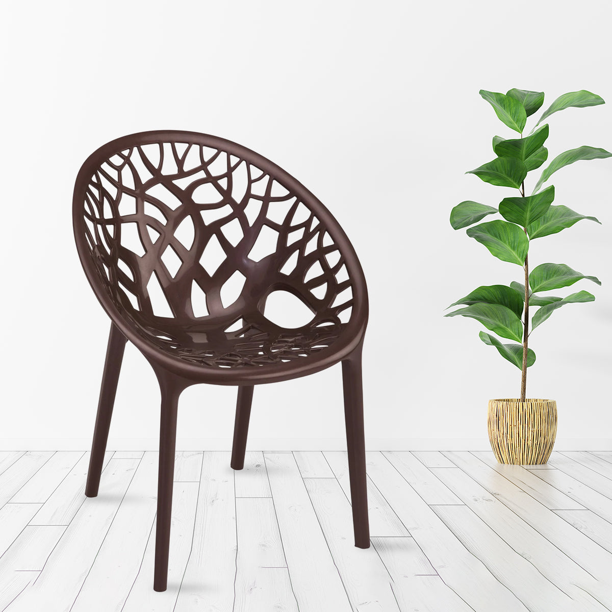 Buy Nilkamal Crystal Polypropylene Armless Chair Weather Brown