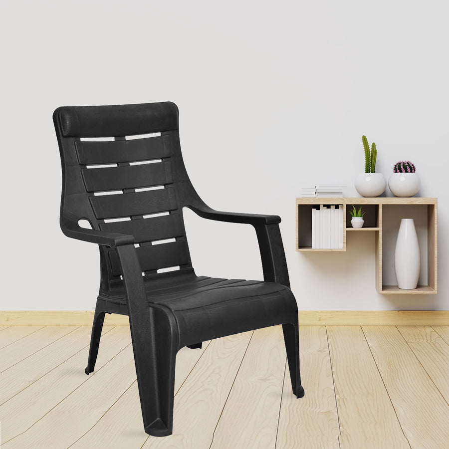 Nilkamal Sunday Plastic Arm Chair (Iron Black)
