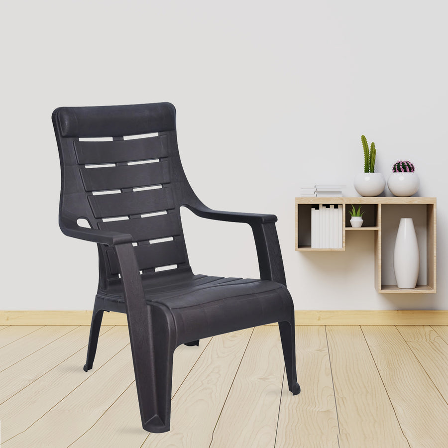 Nilkamal Sunday Plastic Arm Chair (Weather Brown)