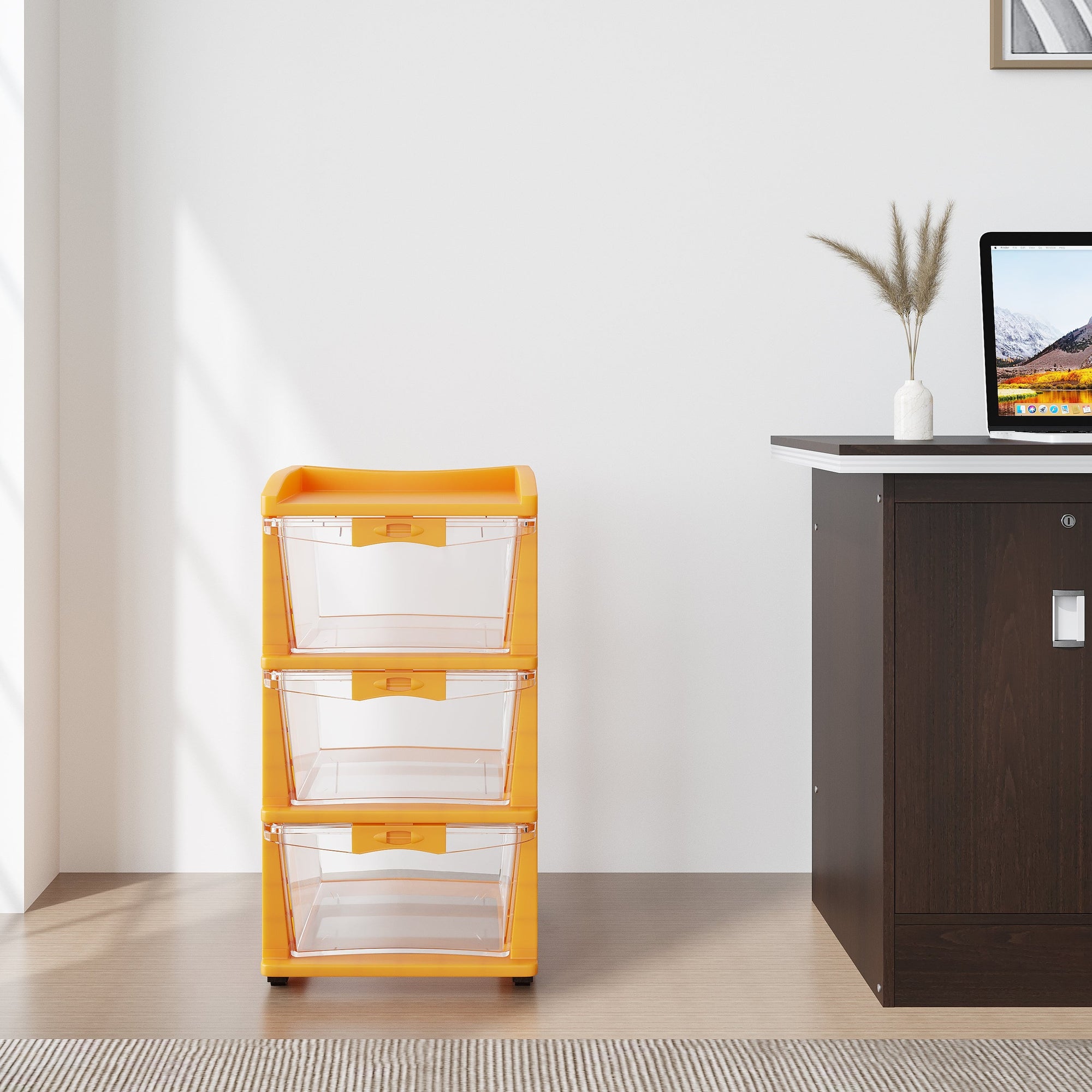 Buy Nilkamal CHTR23 Three Layers Chest of Drawer (Orange) Nilkamal