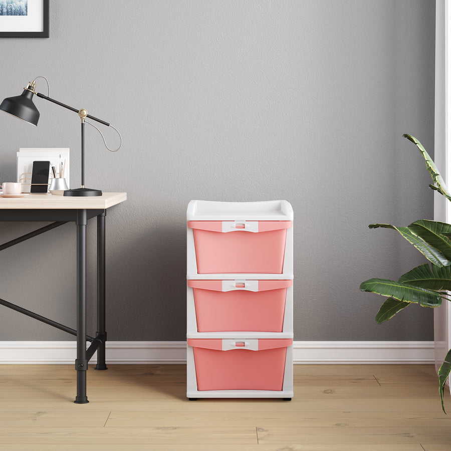 Nilkamal CHTR23 Three Layers Chest of Drawer (Pink and Cream)