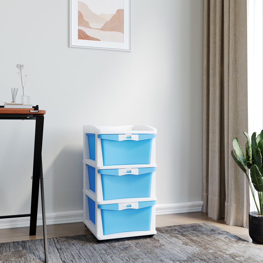 Nilkamal CHTR23 Three Layers Chest of Drawer (Blue and Cream)