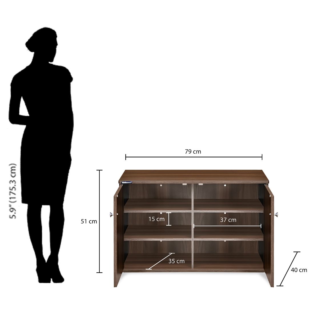 Buy Nilkamal Churchill Shoe Cabinet (Classic Walnut) Online in India