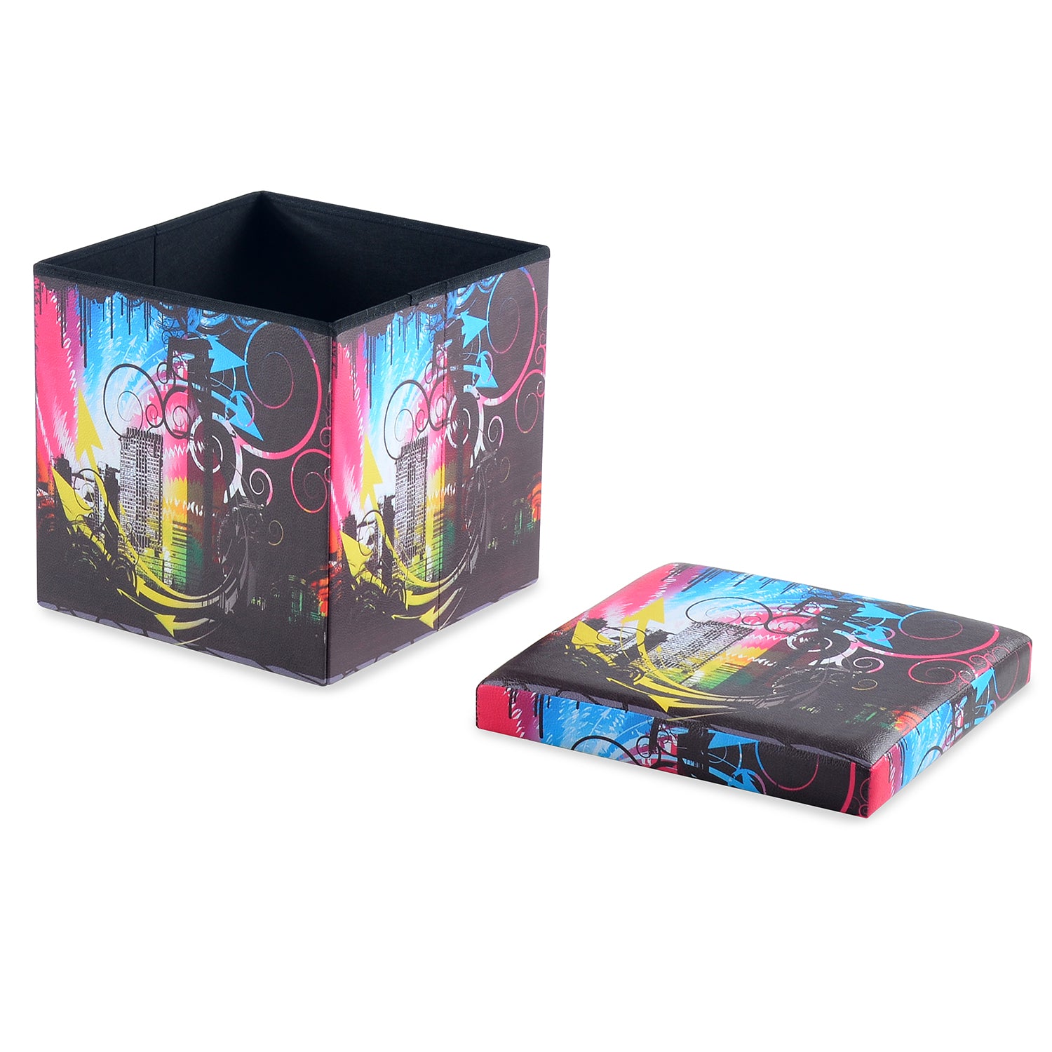 Nilkamal City Night Fold Storage Ottoman (Black)