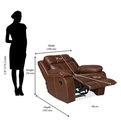 Nilkamal Commander 1 Seater PVC Recliner (Light Brown)