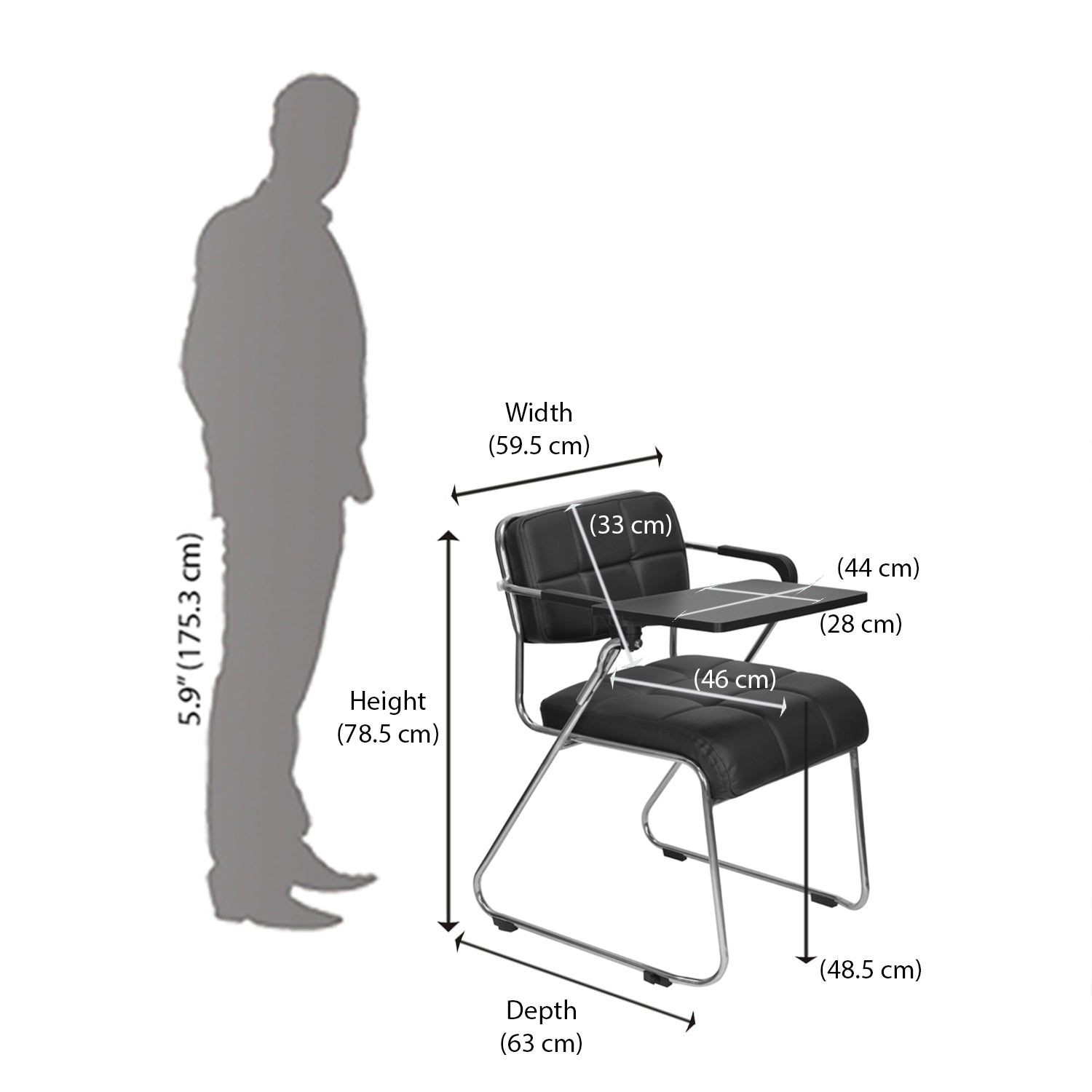 Nilkamal Contract 02 with Half Tablet (Black)