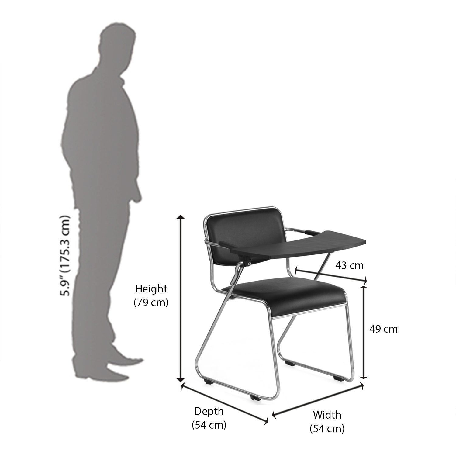 Nilkamal Contract 01 with Full Tablet (Black)