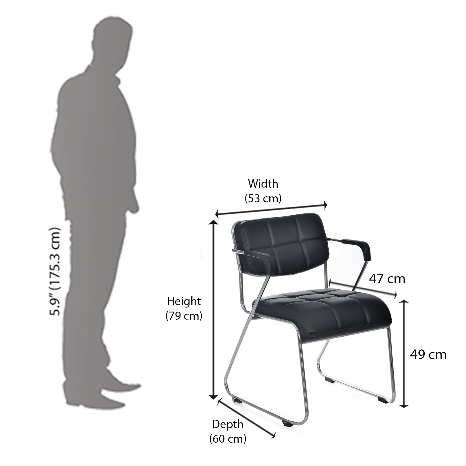 Nilkamal Contract 02 with Arm Visitor Chair (Black)