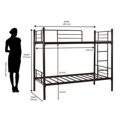 Nilkamal Crossett Metal Bunk Bed (Brown)