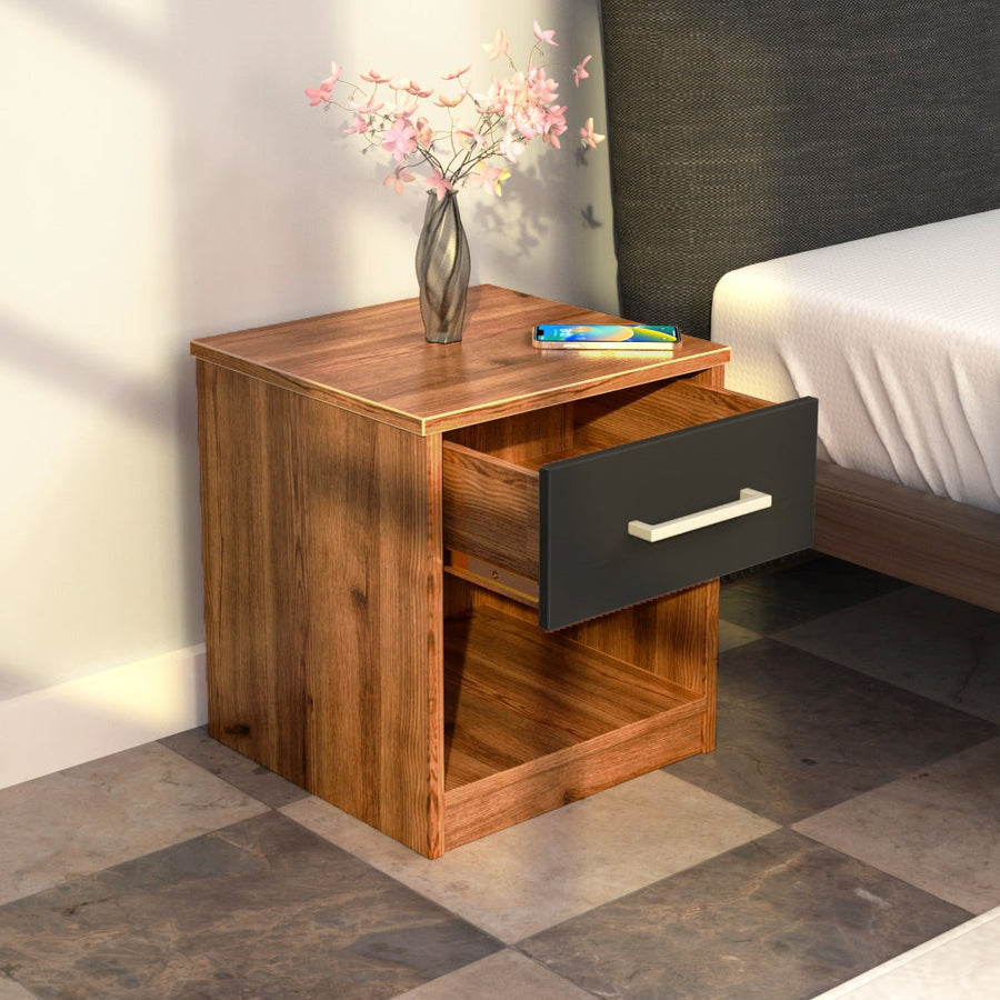 Nilkamal Colton Engineered Wood Nightstand (Classic Oak/Wenge)