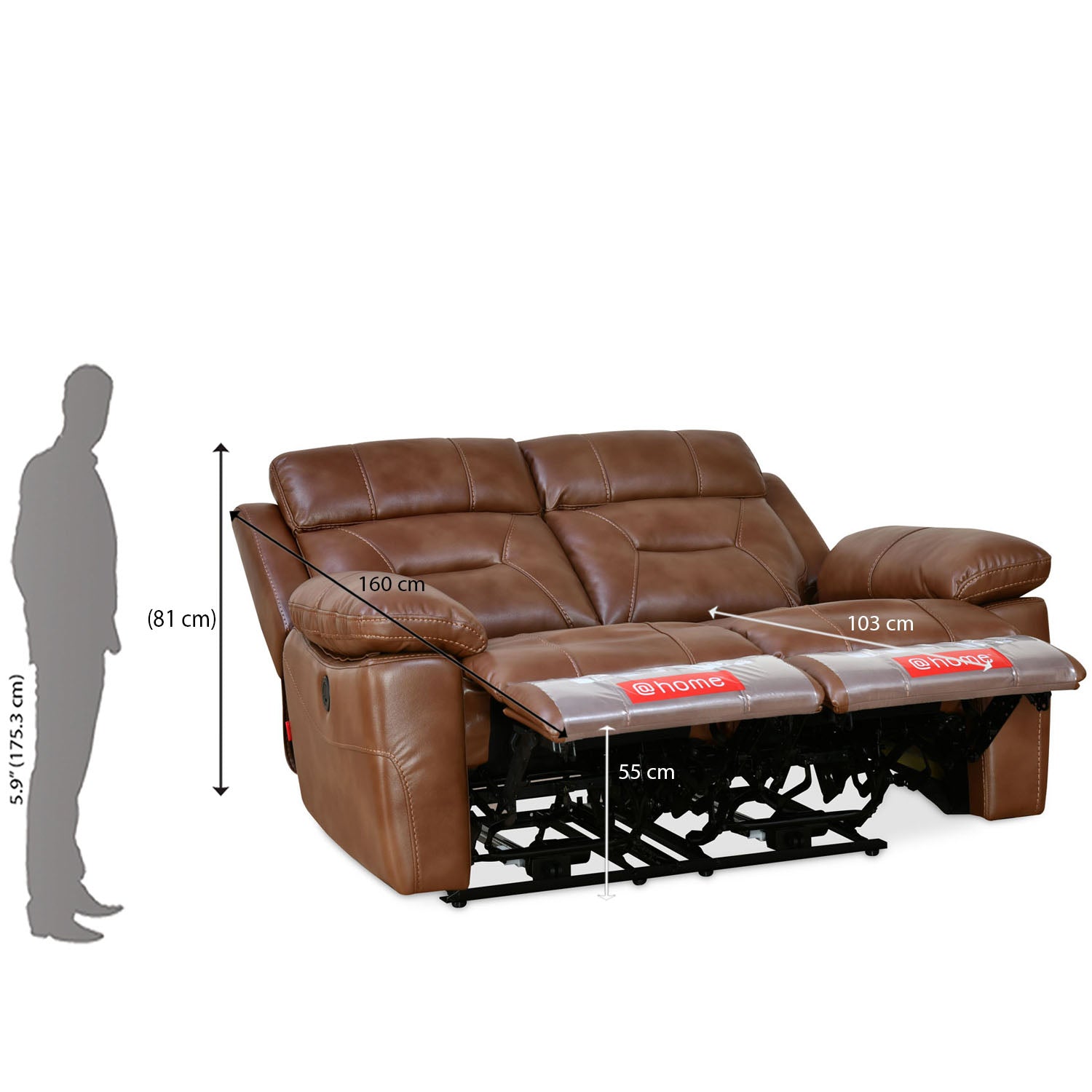 Nilkamal Delp 2-Seater Electric Recliner Sofa (Choco Brown)