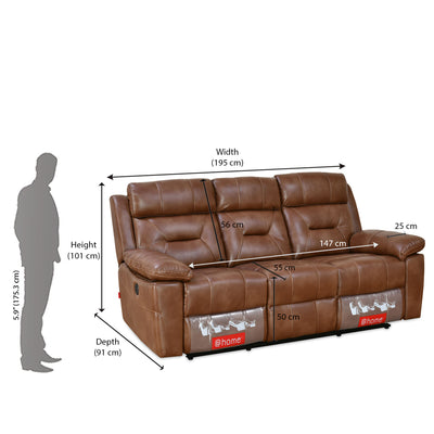 Nilkamal Delp 3 Seater Electric Recliner Sofa (Choco Brown)
