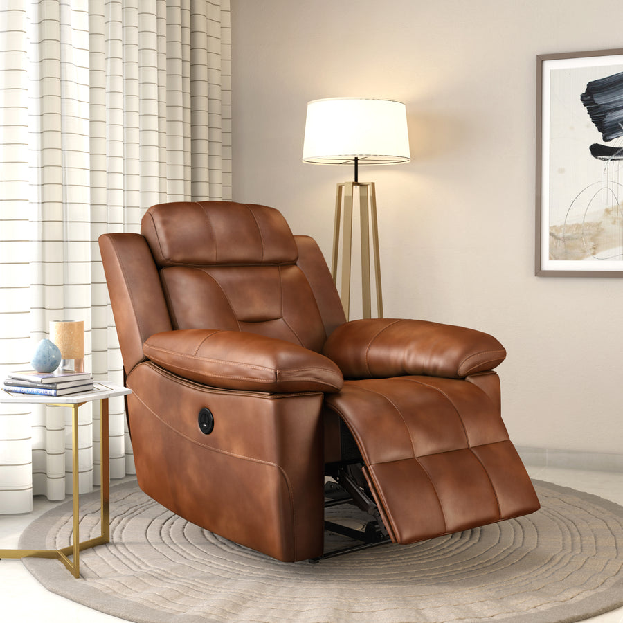 Nilkamal Delp 1 Seater Electric Recliner Sofa (Choco Brown)