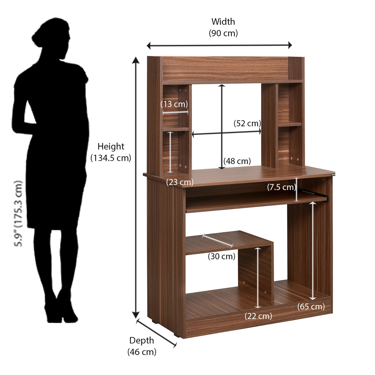 Nilkamal Dion Computer Table (Walnut) Nilkamal Furniture