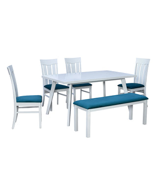 Nilkamal Lawson 6 Seater Dining Set with Bench (White)