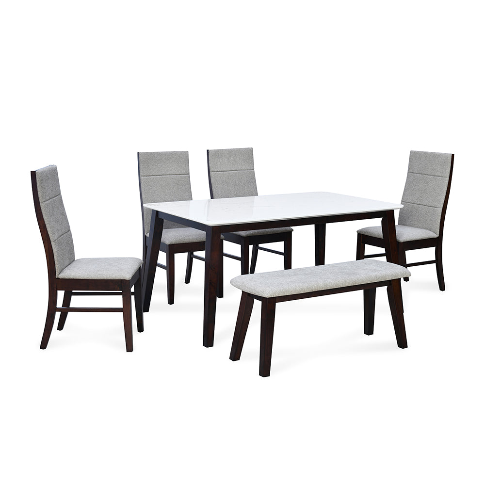 Nilkamal Venus 6 Seater Dining Set with Bench (Milan Walnut)
