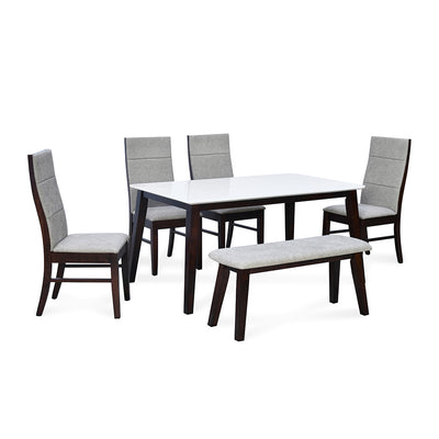 Nilkamal Venus 6 Seater Dining Set with Bench (Milan Walnut)