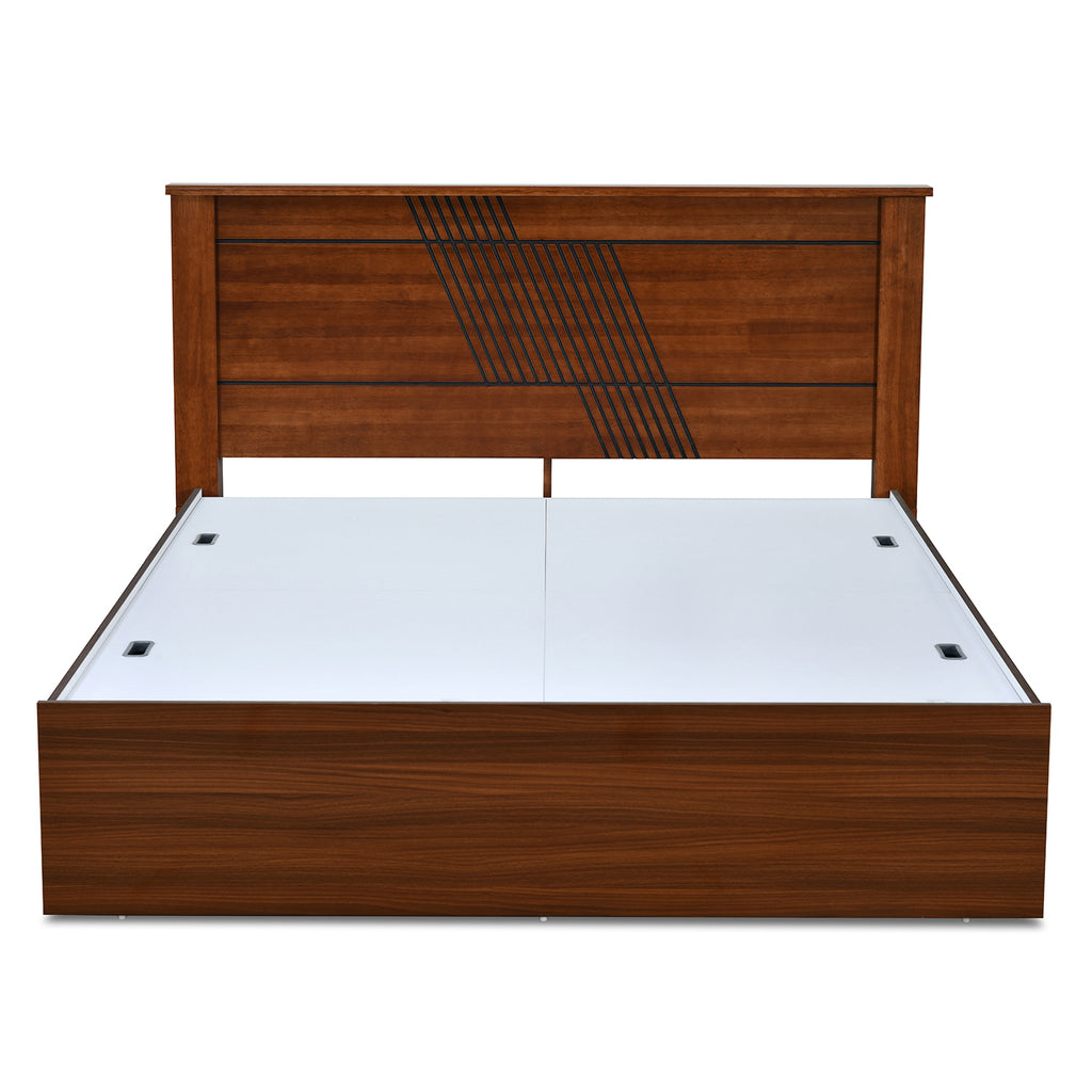 Nilkamal Electra Max Solid Wood Bed With Storage (Walnut)