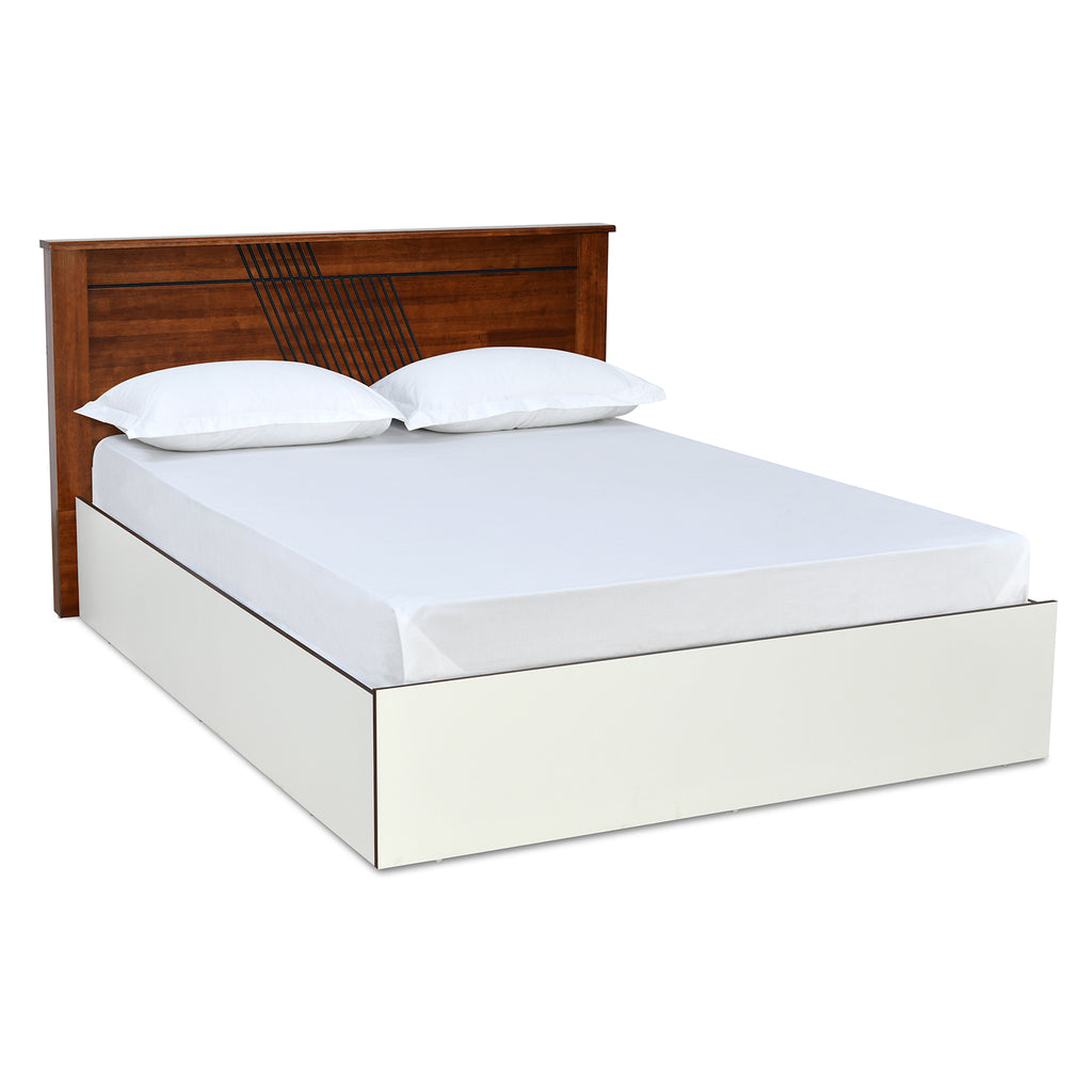 Nilkamal Electra Max Solid Wood Bed With Storage (White)