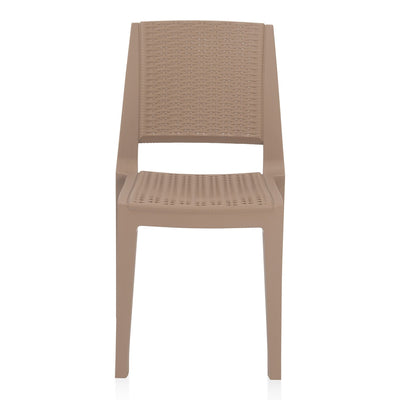 Nilkamal Enamora Premium Plastic Armless Chair (Rattan Dark Beige)