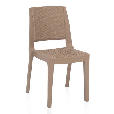 Nilkamal Enamora Premium Plastic Armless Chair (Rattan Dark Beige)