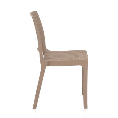 Nilkamal Enamora Premium Plastic Armless Chair (Rattan Dark Beige)
