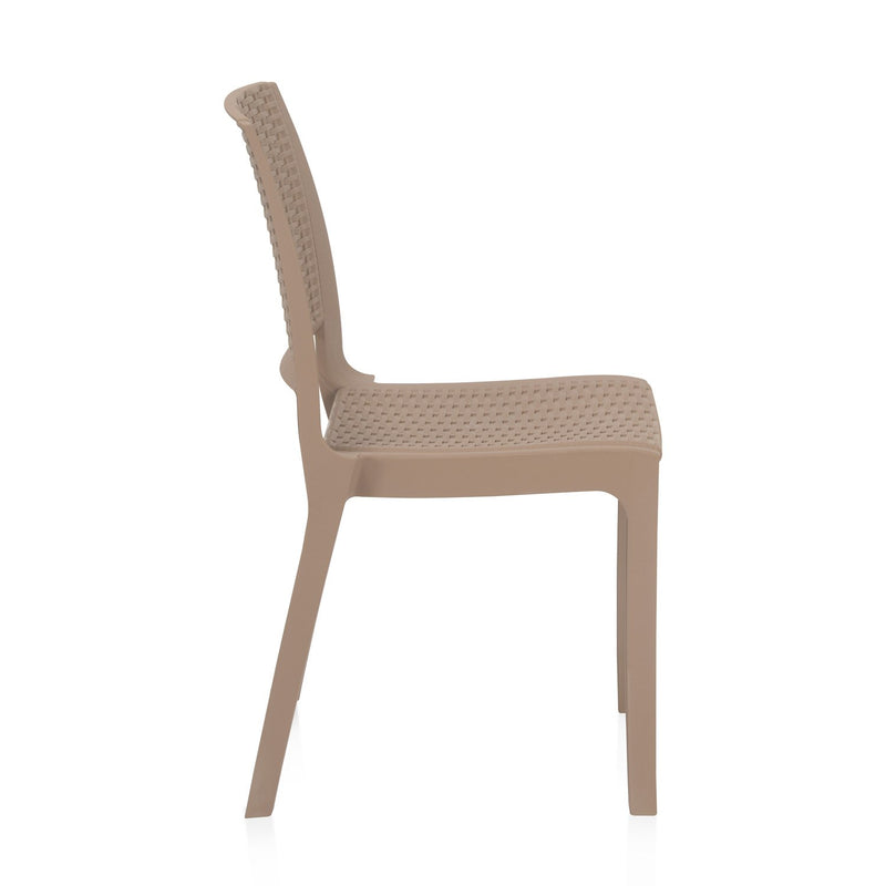 Nilkamal Enamora Premium Plastic Armless Chair Rattan Dark Beige