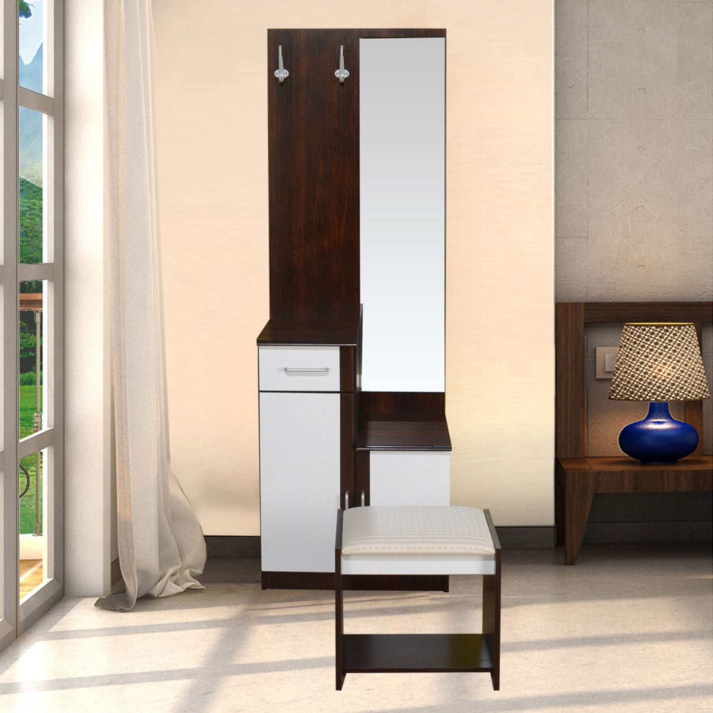 Nilkamal Erwin Dressing Table (Walnut/White)