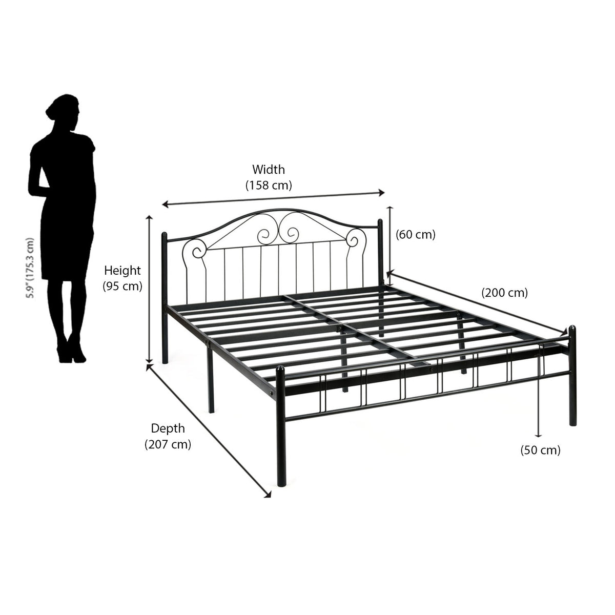 Nilkamal Esca Neo Double Bed (Black) Nilkamal Furniture