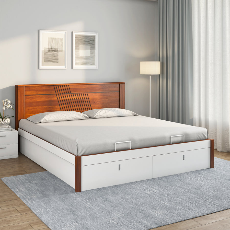 Nilkamal Electra Premier  Bed With Hydraulic Storage (White)