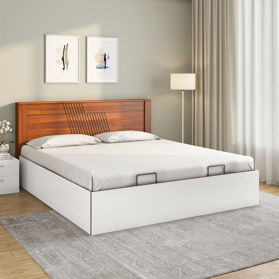 Nilkamal Electra Prime  Bed With Semi Hydraulic Storage (White)