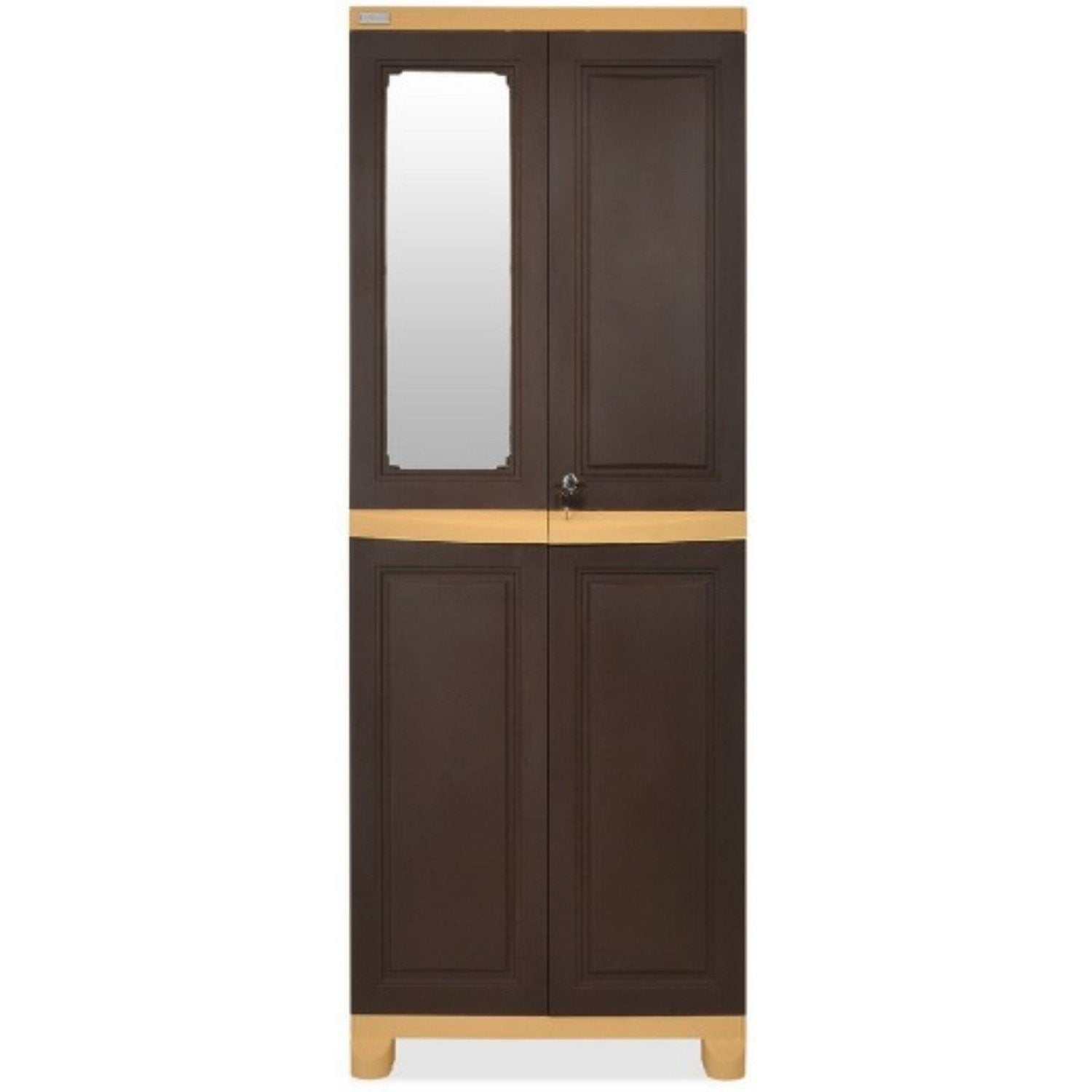 Nilkamal Freedom Big 1 (FB1M) Plastic Storage Cabinet with Mirror (Weather Brown & Biscuit)