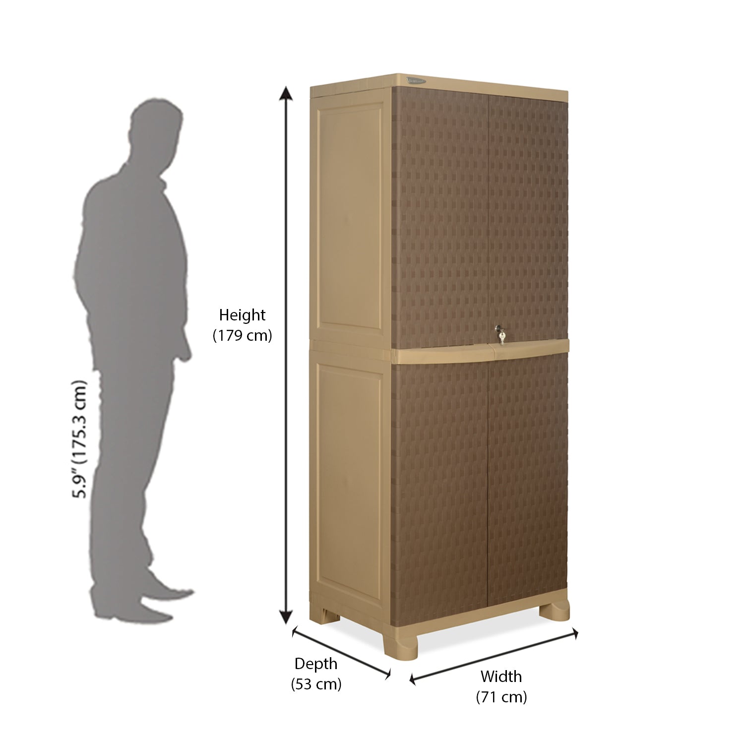 Nilkamal Freedom Big 6 (FB 6) Plastic Storage Cabinet (Ratan Dark Beige / New Cream)