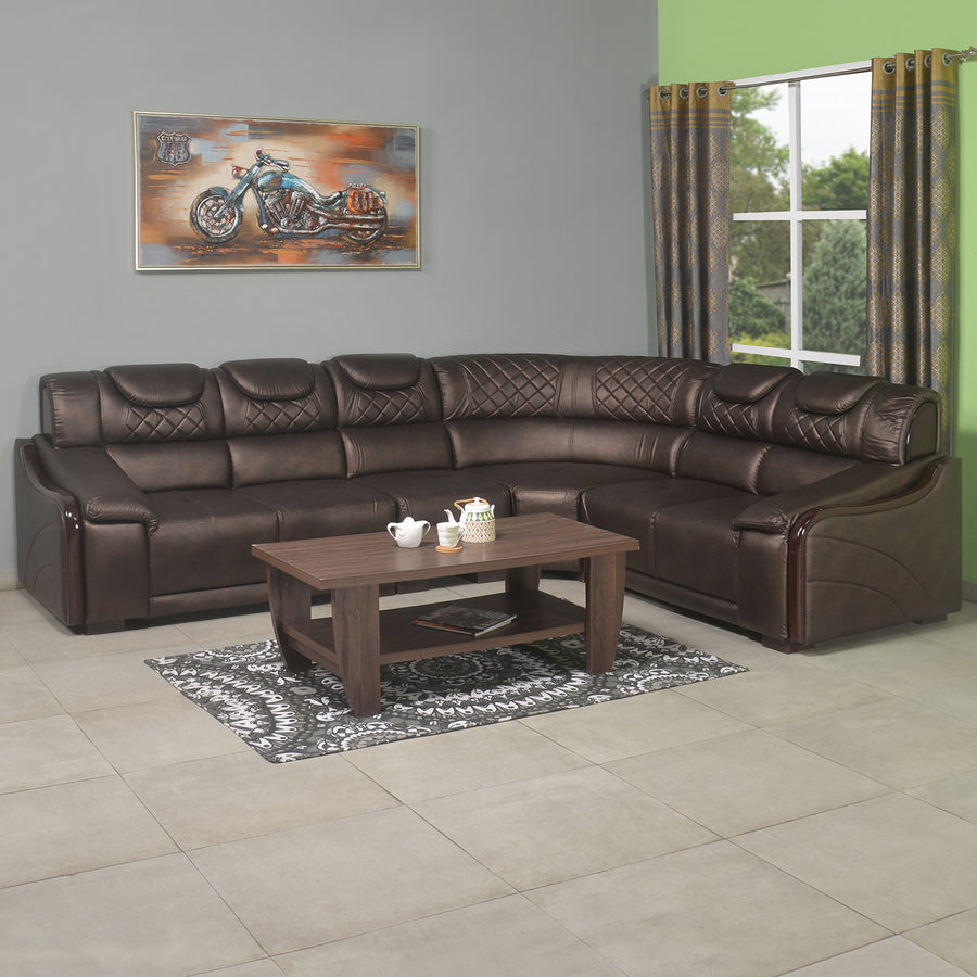 Nilkamal Flores Corner PVC Sofa (Dark Brown)