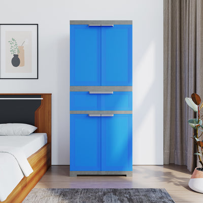 Nilkamal Freedom FMDR 1C Plastic Storage Cabinet with 1 Drawer (Deep Blue & Grey) - Main View
