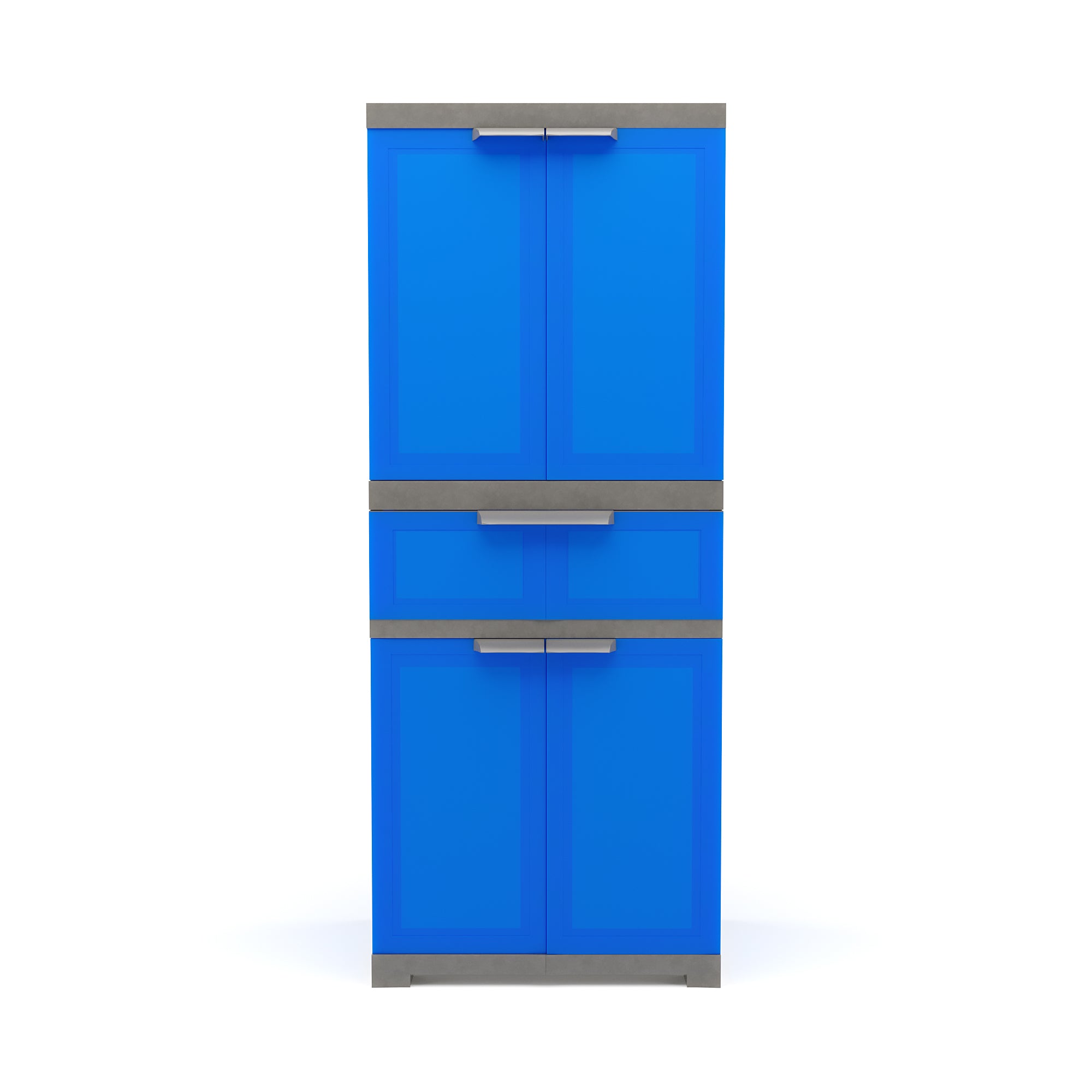 Nilkamal Freedom FMDR 1C Plastic Storage Cabinet with 1 Drawer (Deep Blue & Grey) - Front View