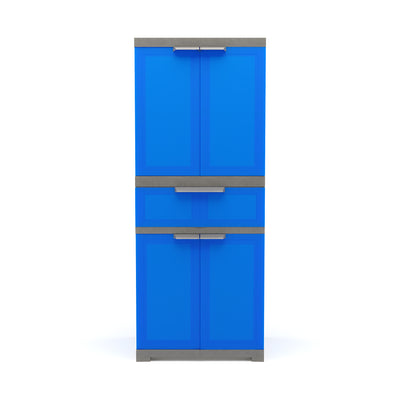 Nilkamal Freedom FMDR 1C Plastic Storage Cabinet with 1 Drawer (Deep Blue & Grey) - Front View