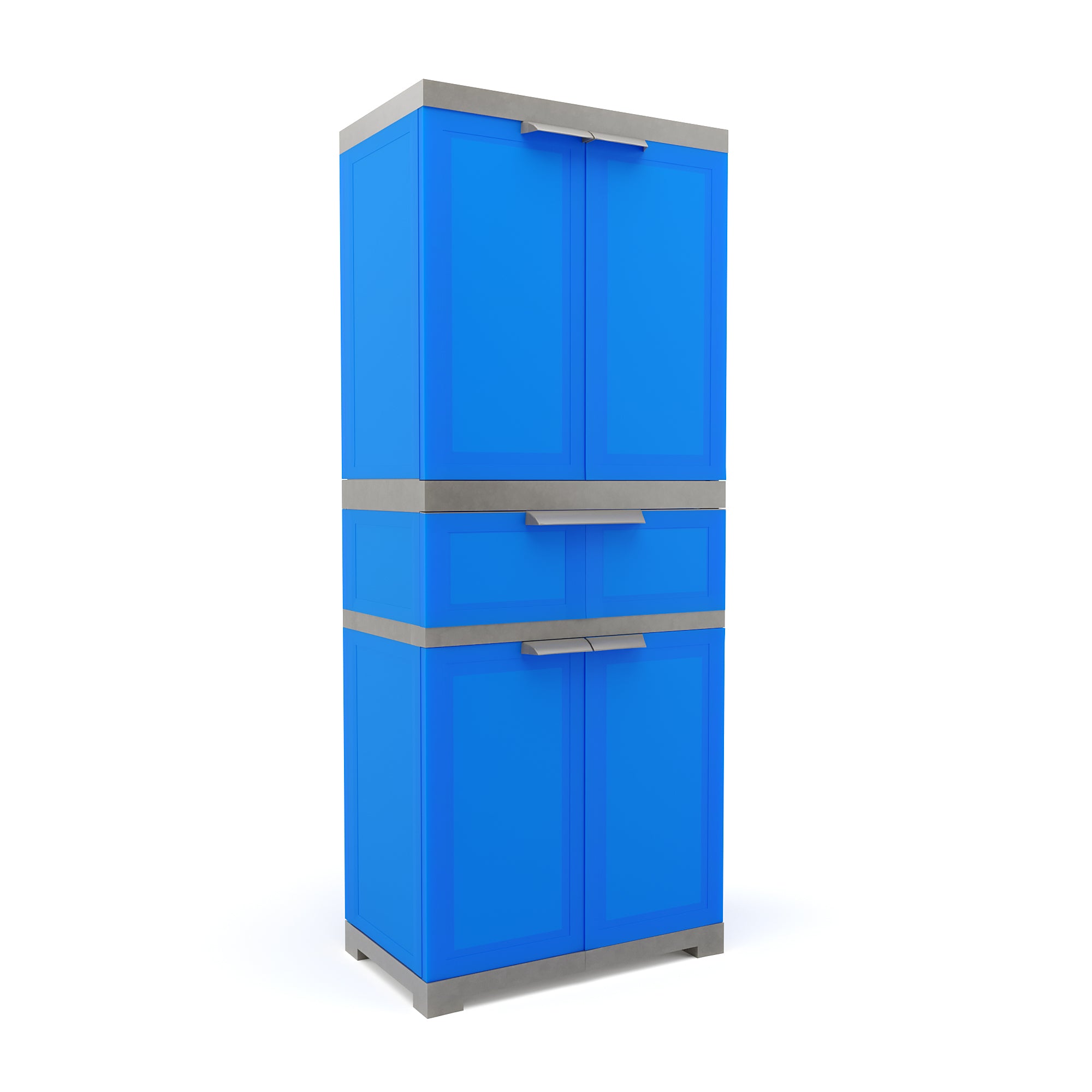 Nilkamal Freedom FMDR 1C Plastic Storage Cabinet with 1 Drawer (Deep Blue & Grey) - Slight Side View 2