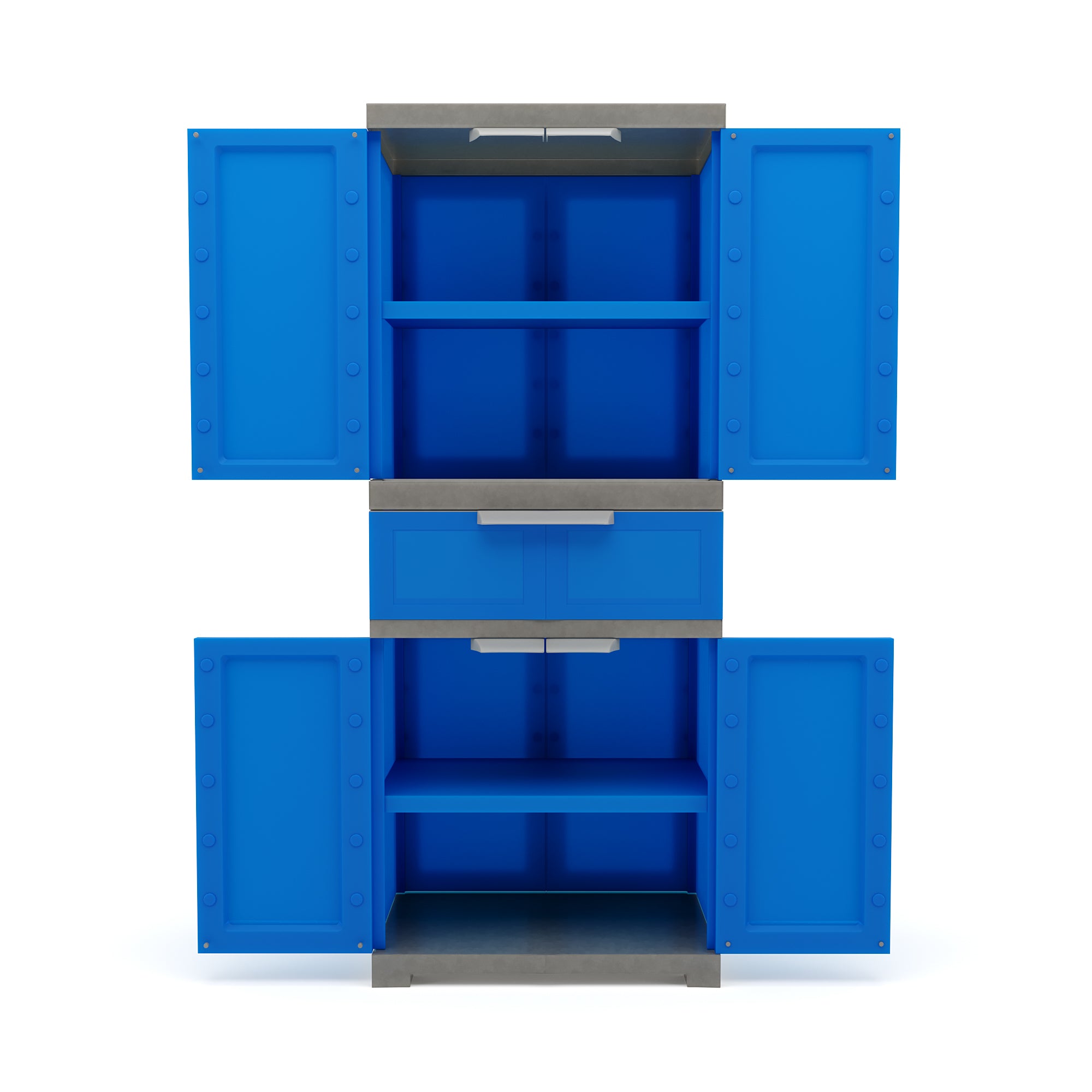 Nilkamal Freedom FMDR 1C Plastic Storage Cabinet with 1 Drawer (Deep Blue & Grey) - Open Drawer View
