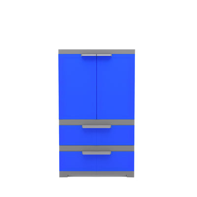 Nilkamal Freedom FMDR 2B Plastic Storage Cabinet with 2 Drawer (Deep Blue / Grey)